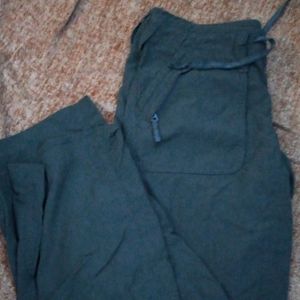 Hiking/camping pants, they are green and low waisted, from North Face.